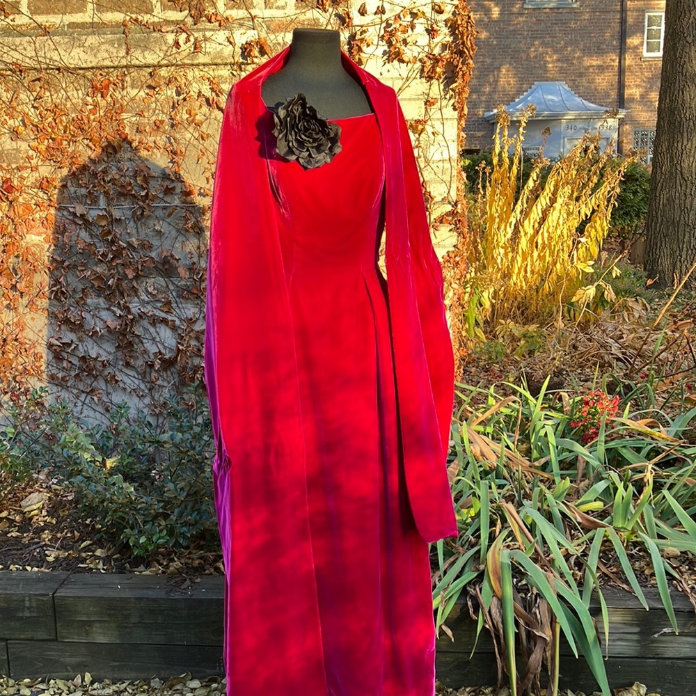 Vintage Hot Pink velvet gown